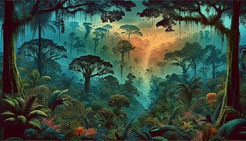 Enchanted Rainforest Sunrise, rainforest, jungle, forest, sunrise, landscape HD wallpaper