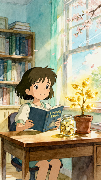 Sunlit Investing — Pocket Growth, girl, book, plant, coin HD phone wallpaper