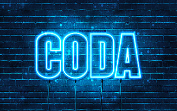 Coda, , with names, Coda name, blue neon lights, Coda Birtay, Happy Birtay Coda, popular italian male names, with Coda name HD wallpaper