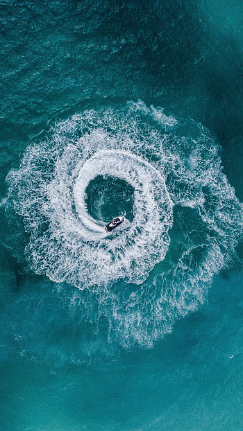 Water, Sea, Waves, View From Above, Miscellanea, Miscellaneous, Jet Ski, Hydrocycle HD phone wallpaper