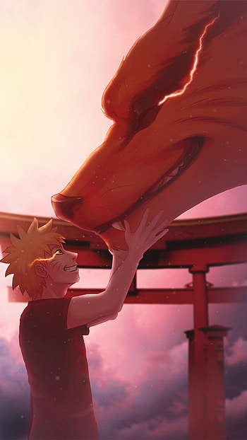 Naruto and kurama, art, anime HD phone wallpaper