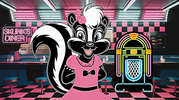 Playful Skunk Diner Ultra, skunk, diner, retro, jukebox HD wallpaper