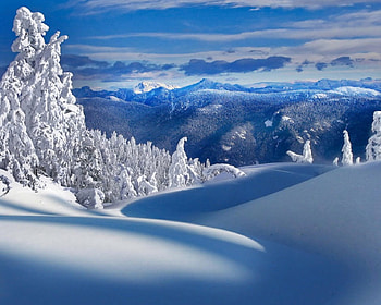 Winter Mountains, winter, snow, cold, clouds, sky, mountains, ice HD wallpaper