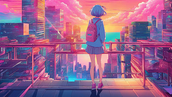 Vaporwave Anime Girl , anime-girl, anime, vaporwave, artist, artwork, digital-art, deviantart HD wallpaper