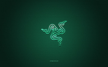 Razer logo, metal emblem, turquoise carbon texture, Razer, brands, turquoise background, Razer emblem HD wallpaper