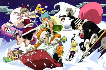 Soul Eater christmas, liz, tsubaki, stein, patti, anime, christmas, maka, death the kid, soul eater HD wallpaper