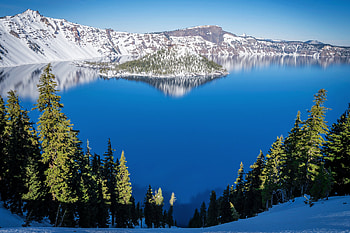 Crater Lake N.P., Oregon, nature, mountains, usa, lake, forest HD wallpaper