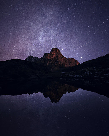 Stars, Night, Rocks, Lake, Dark HD phone wallpaper