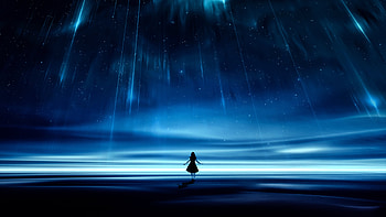 Girl Starry Night Dreamscape, artist, artwork, digital-art, behance HD wallpaper
