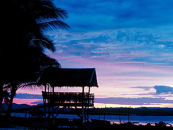 Siargao, dark, house, tree, beach HD wallpaper