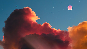 Standing On Clouds, alone, clouds, artist, artwork, digital-art HD wallpaper