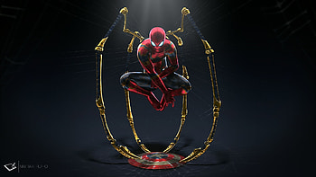 Minimal, iron-spider, shield, 2019 HD wallpaper