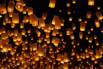 Yi Peng festival, Lanterns HD wallpaper
