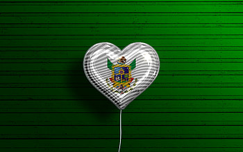 I Love Queretaro, , realistic balloons, green wooden background, Day of Queretaro, mexican states, flag of Queretaro, Mexico, balloon with flag, States of Mexico, Queretaro flag, Queretaro HD wallpaper