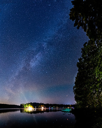 Landscape, Nature, Night, Lake, Dark, Starry Sky HD phone wallpaper