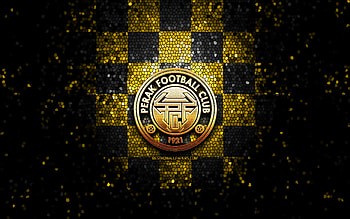 Perak FC, glitter logo, Malaysia Super League, yellow black checkered background, soccer, malaysian football club, Perak FC logo, mosaic art, football, FC Perak HD wallpaper