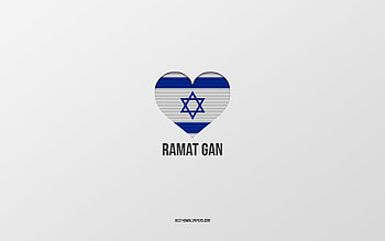 I Love Ramat Gan, Israeli cities, Day of Ramat Gan, gray background, Ramat Gan, Israel, Israeli flag heart, favorite cities, Love Ramat Gan HD wallpaper