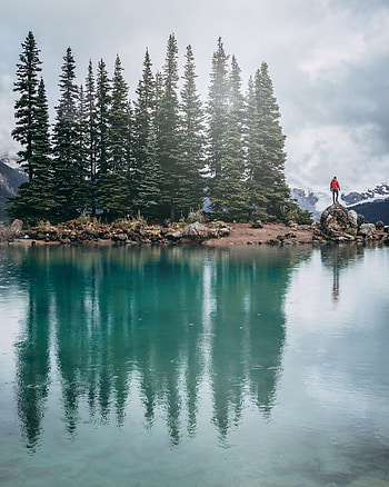 Nature, Trees, Stones, Mountains, Lake, Shore, Bank, Silhouette HD phone wallpaper