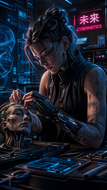 Cyberneticist: Neon Repair ( ), Cyborg, Cyberpunk, Android HD phone wallpaper