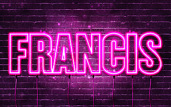 Happy Birtay Francis, , pink neon lights, Francis name, creative, Francis Happy Birtay, Francis Birtay, popular french female names, with Francis name, Francis HD wallpaper