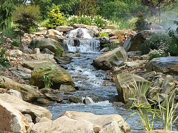 Waterfall at Creation Museum, falls, trees, water, rock HD wallpaper