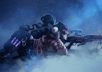 Widowmaker, overwatch, sniper, lying down, art HD wallpaper