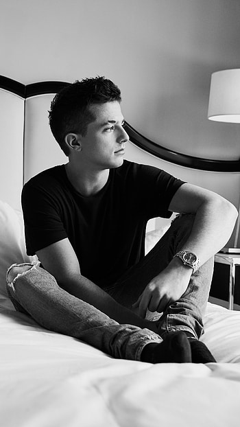 Charlie Puth monochrome, 2018 , Xperia backgrounds, Music artist HD phone wallpaper