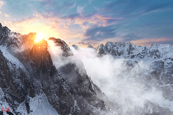Sunrise In The Dolomites , sunrise, mountains, nature HD wallpaper