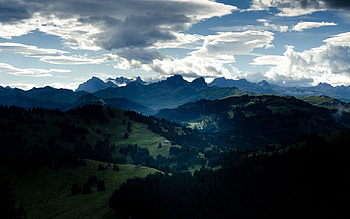 Nature, Mountains, Clouds, Forest, Valley HD wallpaper