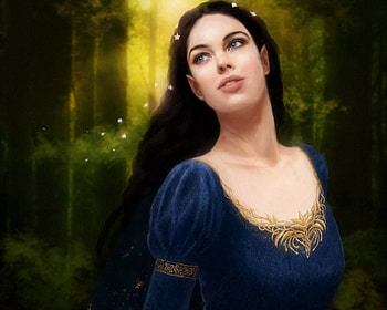 Luthien, blue, fantasy, brunette, lord of the rings, girl HD wallpaper