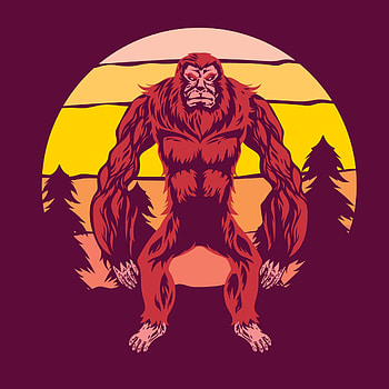 Walking bigfoot, Sunset silhouette, Majestic wilderness, Vector art HD phone wallpaper