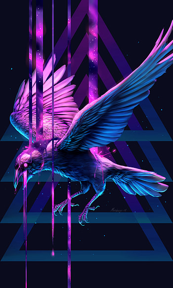 Art, Bird, Paint, Fantastic, Raven, Triangle HD phone wallpaper