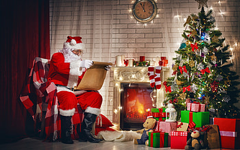 Santa, room, craciun, man, christmas, red, list HD wallpaper