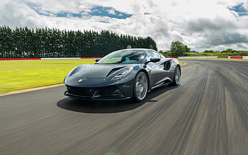 2021, Lotus Emira, front view, exterior, race track, new gray Emira, sports cars, Lotus HD wallpaper