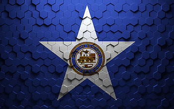 Flag of Houston, honeycomb art, Houston hexagons flag, Houston, 3d hexagons art, Houston flag HD wallpaper