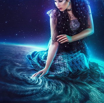 Star, blue, lady, abstract HD wallpaper