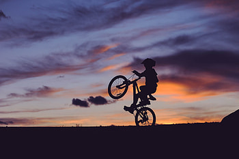 Sports, Sunset, Silhouette, Cyclist HD wallpaper