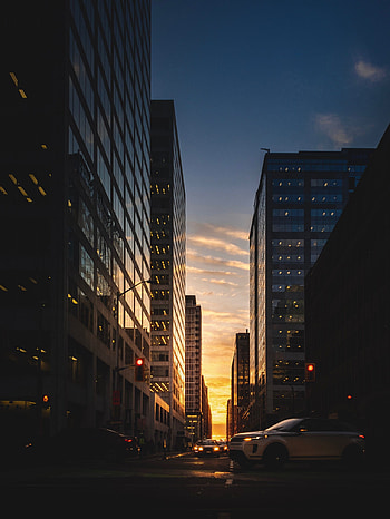 Cities, Twilight, Cars, City, Building, Dusk, Street HD phone wallpaper