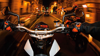KTM In City, ktm, racing, bikes, night, city, motorcycle HD wallpaper