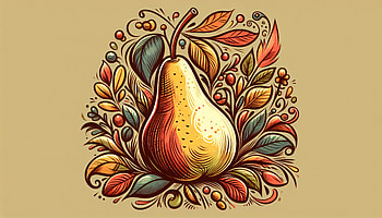 Autumn Pear Artwork, pear, Autumn, illustration, foliage, fruit HD wallpaper