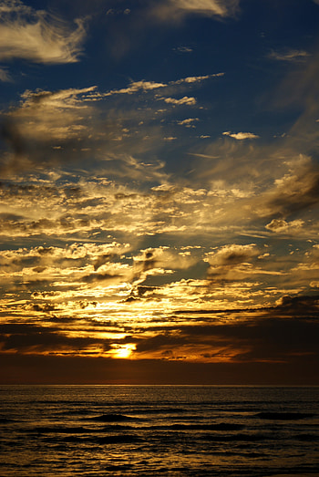 Sea, Nature, Sunset, Twilight, Clouds, Horizon, Dusk HD phone wallpaper