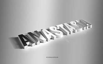 Anastasia, silver 3d art, gray background, with names, Anastasia name, Anastasia greeting card, 3d art, with Anastasia name HD wallpaper