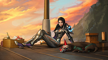 Cyberpunk Girl Sitting With Cyberdog Alone, artist, art, digital-art, ai, cyberpunk, dog, artwork HD wallpaper