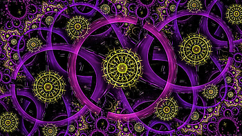 Abstract, Rings, Fractal, Neon HD wallpaper