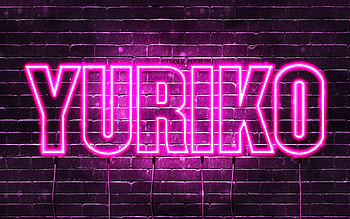 Happy Birtay Yuriko, , pink neon lights, Yuriko name, creative, Yuriko Happy Birtay, Yuriko Birtay, popular japanese female names, with Yuriko name, Yuriko HD wallpaper