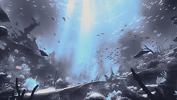 corals-fish-underwater, Digital Art, Digital Painting, Illustration, Artwork, Landscape HD wallpaper