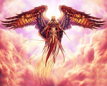 Angel Warrior, Femal, Sword, Halo, Angel, Armour, Clouds HD wallpaper