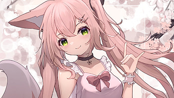 Green Eyes Long Pink Hair Anime Girl Anime Girl HD wallpaper