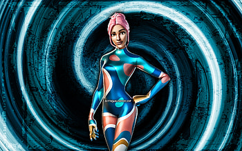 Party Diva, blue grunge background, Fortnite, vortex, Fortnite characters, Party Diva Skin, Fortnite Battle Royale, Party Diva Fortnite HD wallpaper