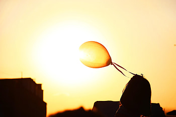 Sunset, Silhouette, Miscellanea, Miscellaneous, Balloon, Ease HD wallpaper
